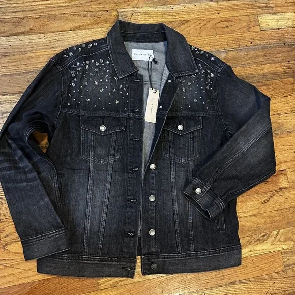 REBECCA MINKOFFDark Wash/ Crystal AccentDENIM JACKET